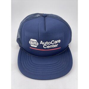 Vintage Napa Autocare Center Snapback Trucker Baseball Hat Cap Mesh Navy